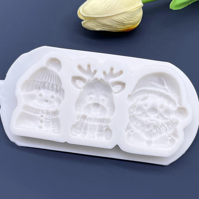 Santa Claus Snowman Reindeer Christmas Silicone Sugarcraft Mold Cupcake Baking Mould Fondant Cake Decorating Tools