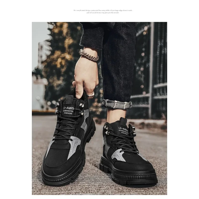 2024 Mens Boots Casual Shoes Winter Leather Designer Luxury Ankle Platform Chelsea Tactical Cowboy Combat Work Safety Sneakers