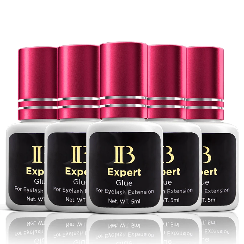 5 Bottles IB Ibeauty Expert Glue For Eyelash Extension Original Korea 5ml Black Glue Wine Red Cap False Eyelash Makeup Tools