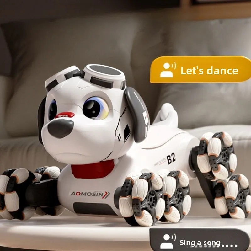 หุ่นยนต์สุนัขอัจฉริยะควบคุมระยะไกล 8 ล้อ ของเล่นสัตว์เลี้ยงผาดโผน ของเล่นเด็ก หุ่นยนต์สุนัข มอบของขวัญให้เด็กๆ
