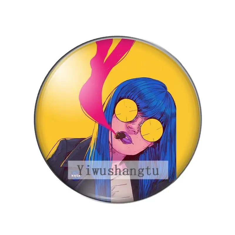 Fashion girls wears sunglasses Wacky expressions 12mm/20mm/25mm/30mm Round photo glass cabochon demo flat back Making findings