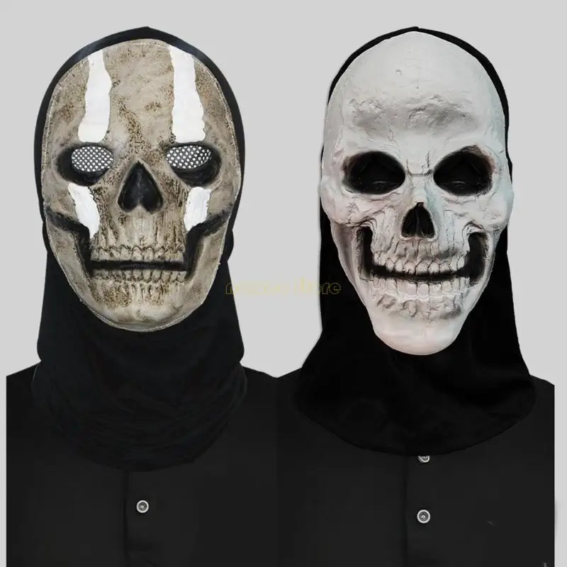 

31BF Realistic Horror Ghosty Face Mask For Halloween Parties Breathable Silicone Polyester Costume Mask Cosplay Accessory
