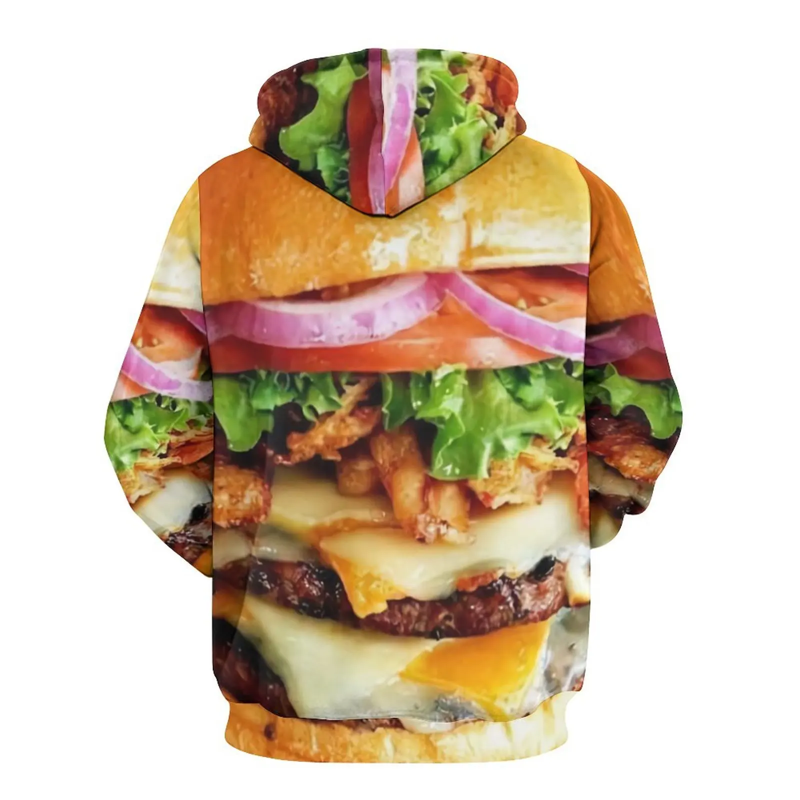 Autumn Hoodies For Men 3d Print  Funny Food Burger PatternLong Sleeved Loose Oversized Pullover Fall Fashion Men's Clothing