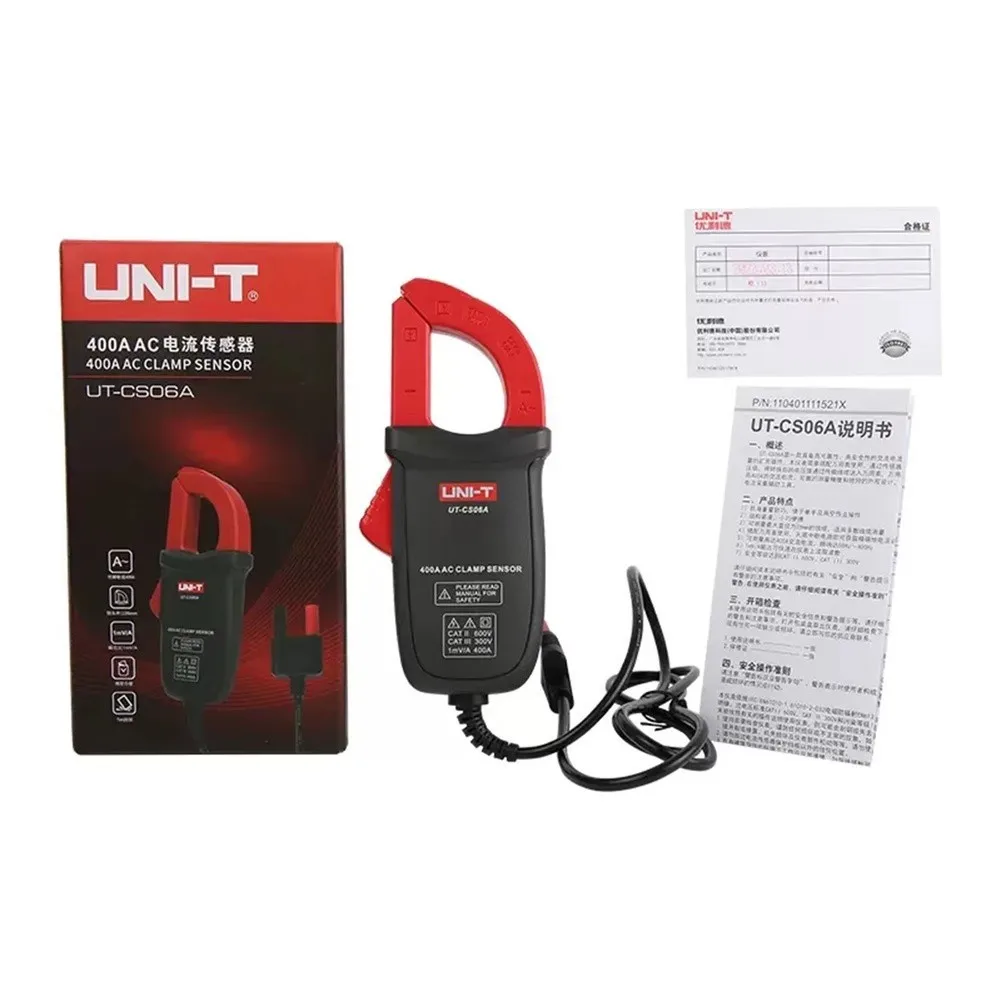 UT-CS06A AC Clamp 400A for UNI-T Multimeters UT61E+ UT196 UT139C UT117C UT136B+ 1mV/A Output Ratio CAT III 300V Certified
