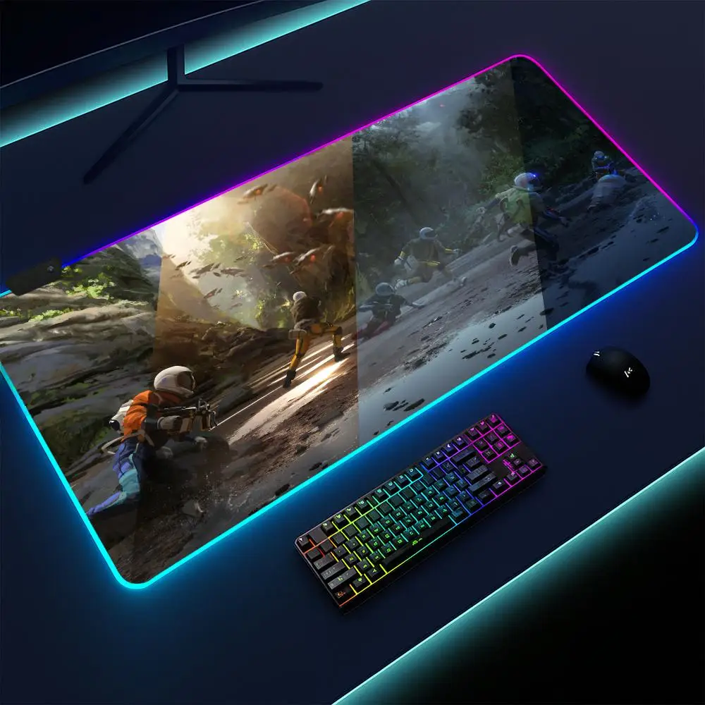 

Super ARC Raiders Mouse Pad Gaming mat, LED lighted, non-slip base, waterproof, large deskpad, soft surface