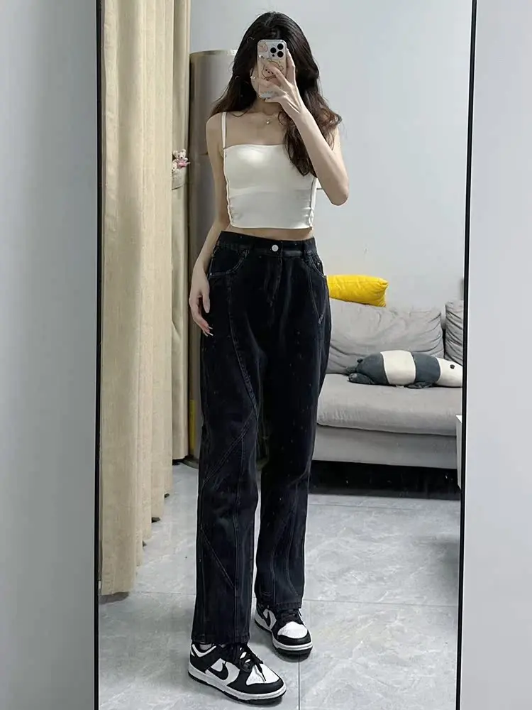 

High Waist Bell Bottom Jeans Women's High Street Hip Hop Slimming Design Spring Autumn Vintage American Style Denim Jeans
