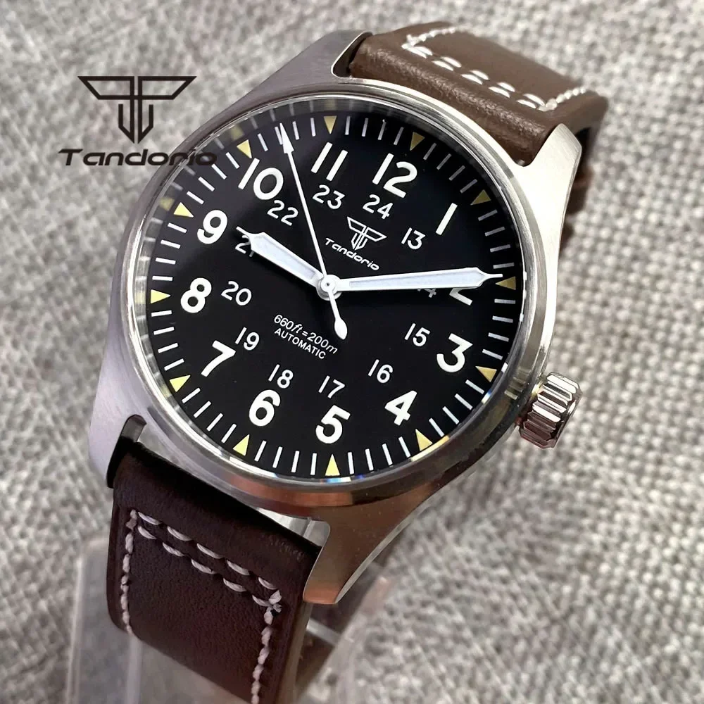 

Tandorio 39mm 20BAR Dive Automatic Pilot Watch for Men AR Sapphire Crystal NH35A PT5000 Mechanical Wristwatch Green Luminous