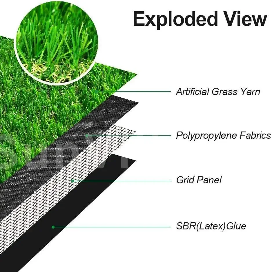 Rumput sintetis Premium, rumput rumput palsu kepadatan tinggi, taman rumput anjing hewan peliharaan yang tampak alami dan realistis