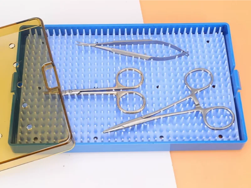 High temperature pressure resistant Silicone Pad Sterilization Tray Case Box Ophthalmic Dental Instruments Disinfection Box