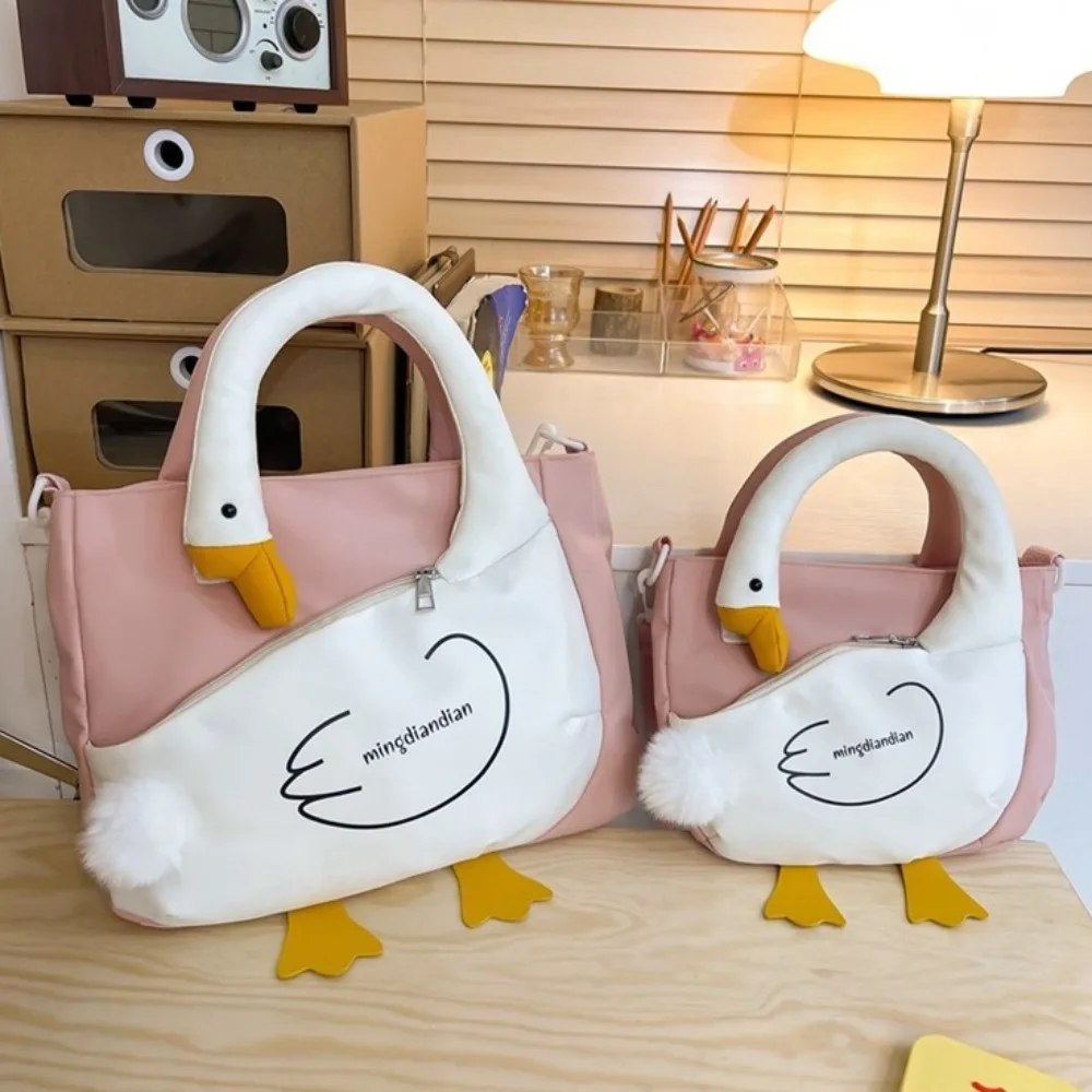 Cute Canvas Big Goose Shoulder Bag Casual Large Capacity Shopping Handbag Korean Style Cartoon Crossbody Sling Bag Women