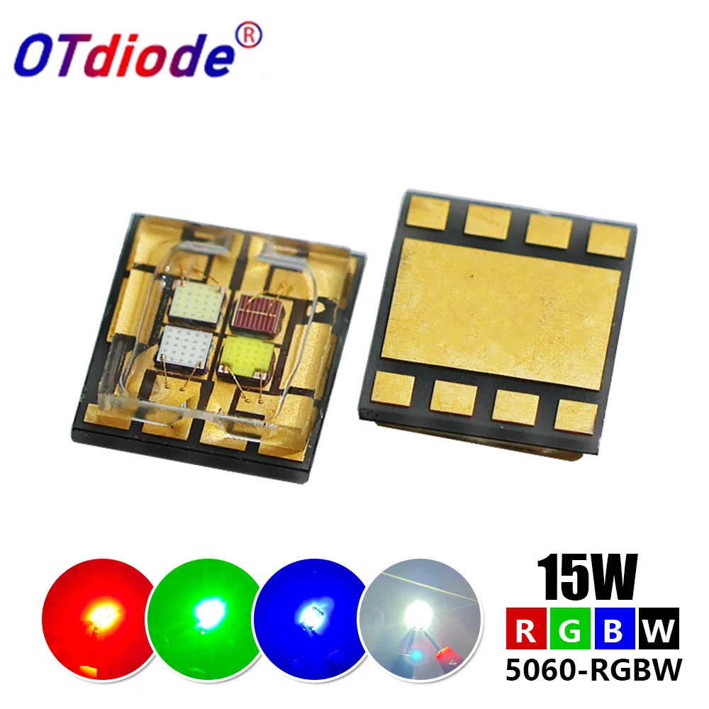 10pcs 15W LED 5060 RGBW SMD 5060 Chip High PowerBead Flashlight /Car/Bicycle/Stage Lamp Spot Light Ceramic Substrate Spot Lamp