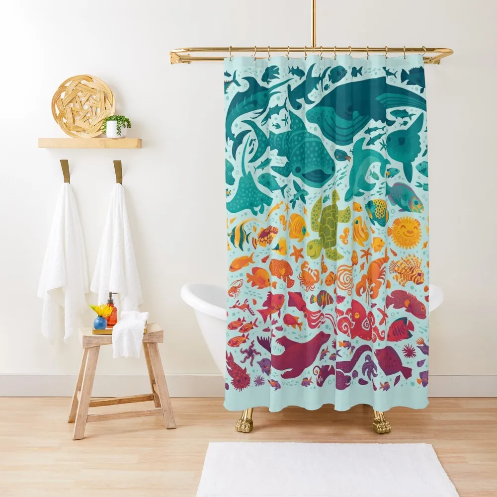 

Aquatic Spectrum 2 : light blue Shower Curtain For The Bathroom For Bathrooms With Beautiful Designs Curtain