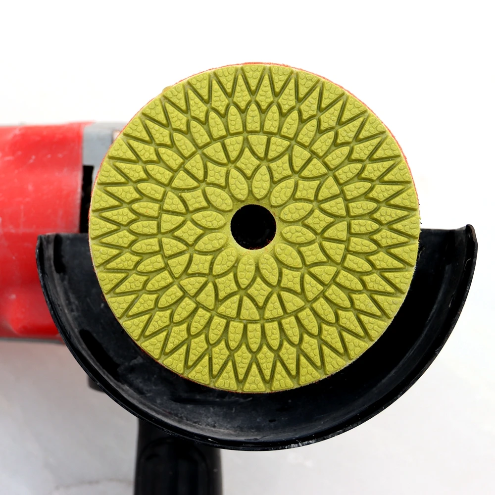 RIJILEI 10 Pcs/Lot 4 Steps 100mm Top Marble Polishing Pads 4Inch Diamond Polishing Pad Granite Wet Flexible Polishing Pad WPD06