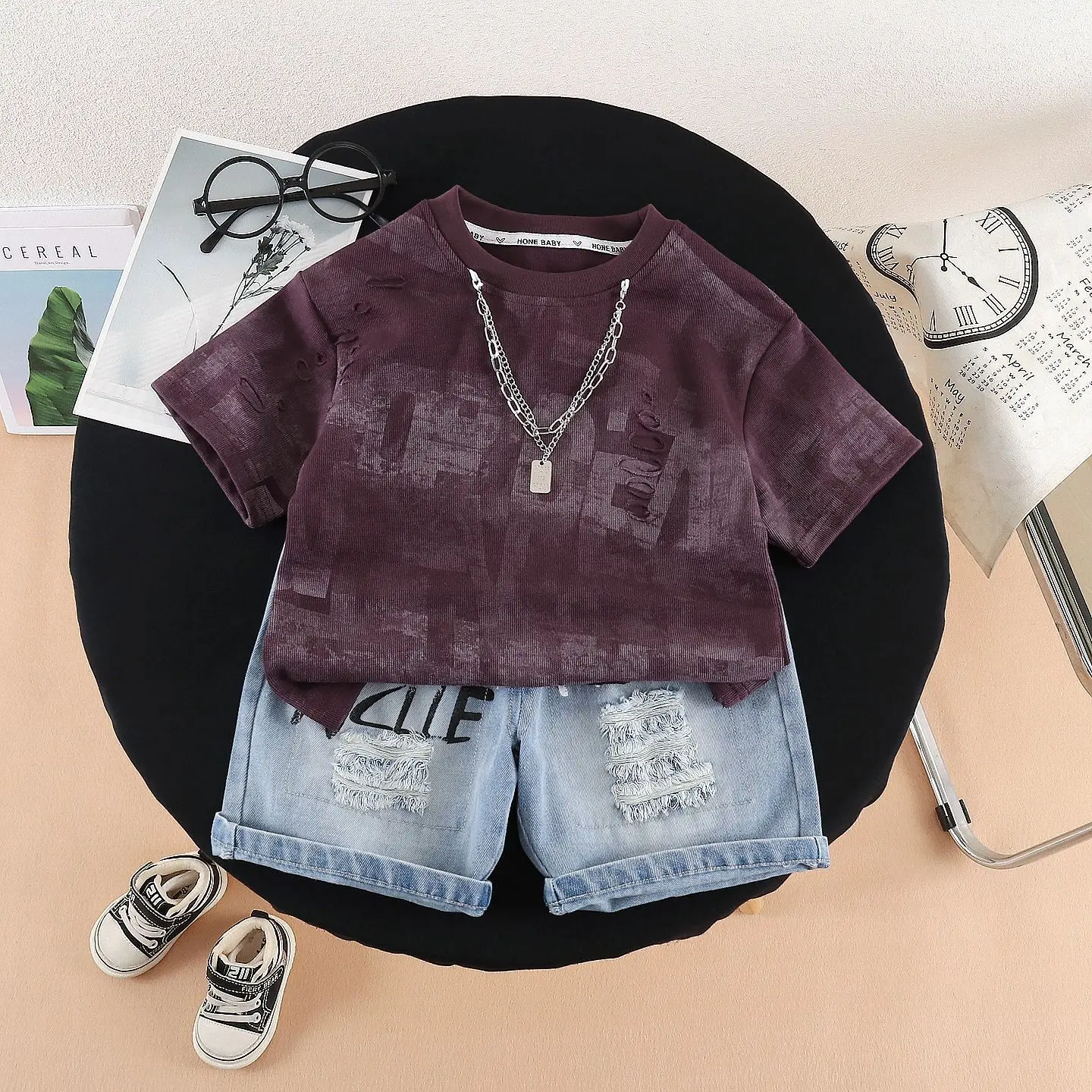 Toddler Summer Outfits 2026 New Baby Boy Clothes 1-5T Letter Print Short Sleeve T-shirts Tops and Shorts 2 Piece Set Boys Suit