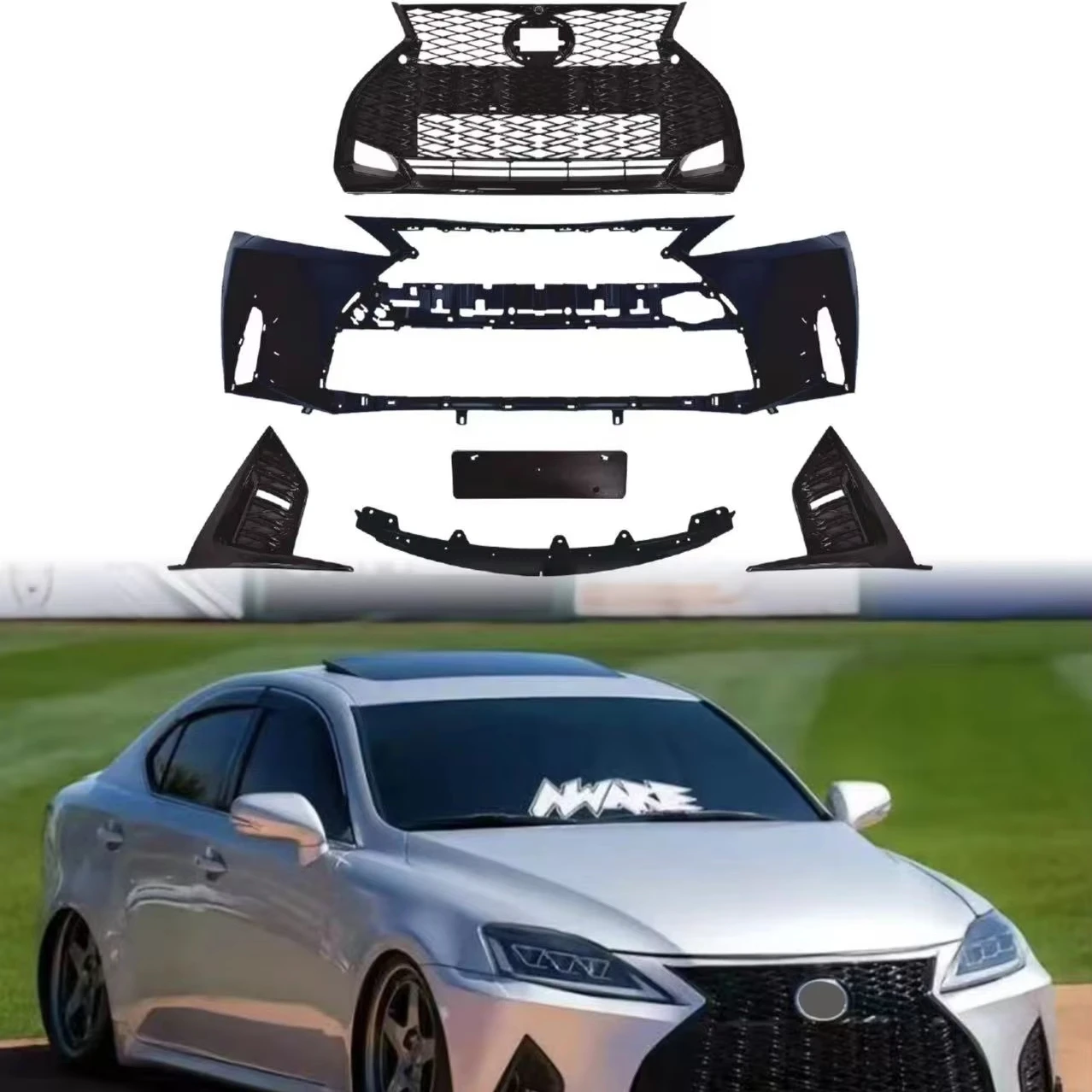 

Автомобильные аксессуары, подходящие для Lexus IS 2006-2012, модифицированный в новый стиль 2021, передний бампер с решеткой, высококачественные комплекты кузова
