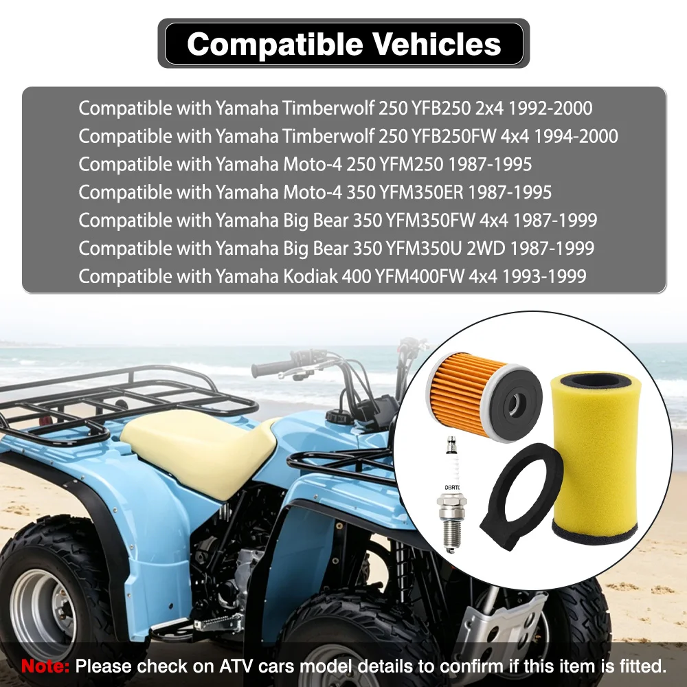 Kit de filtro de aceite de aire 1YW-14451-00-00 para Yamaha Timberwolf 250 YFB250 2x4 Moto-4 250 Big Bear 350 YFM350FW Kodiak 400 YFM400FW