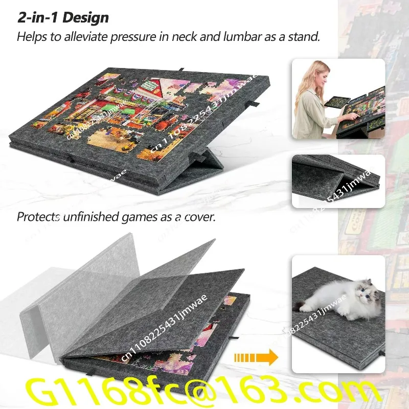Foldable with Stand Cover 6 Drawers Felt Puzzle Table Board