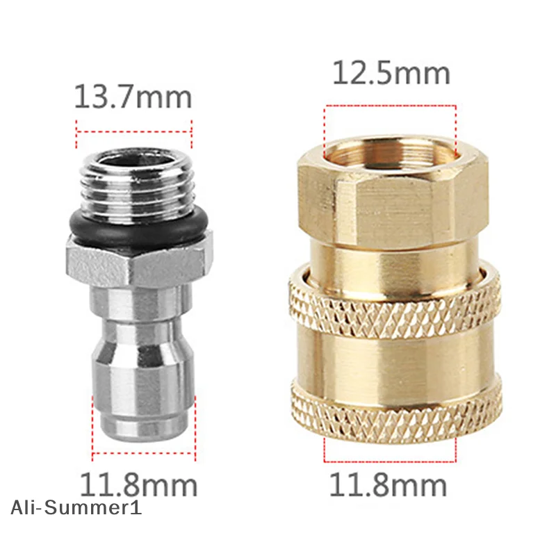 【E】2pcs Brass Connector Washing Adapter 1/4" Female Quick Connection With M14*1.5