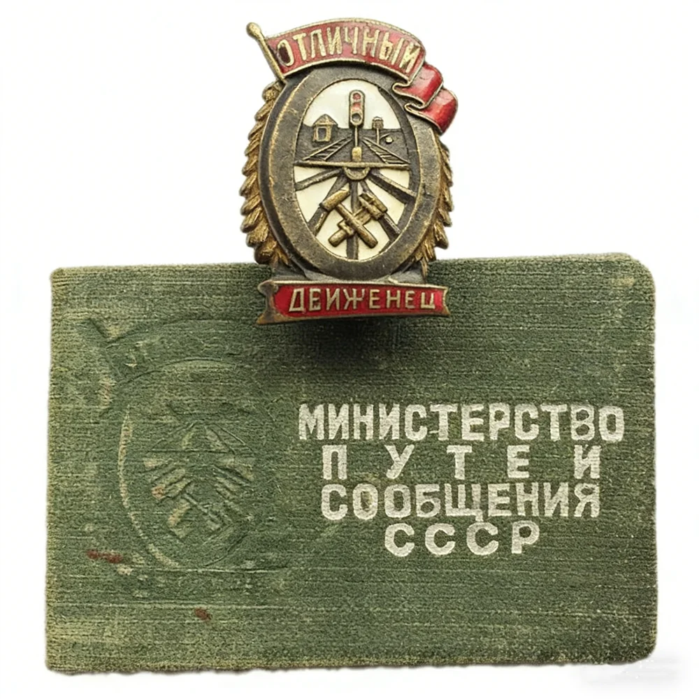 Médaille de maître de poste ferroviaire exceptionnelle de l'Union soviétique (URSS) de 1949, en cuivre avec certificat d'origine