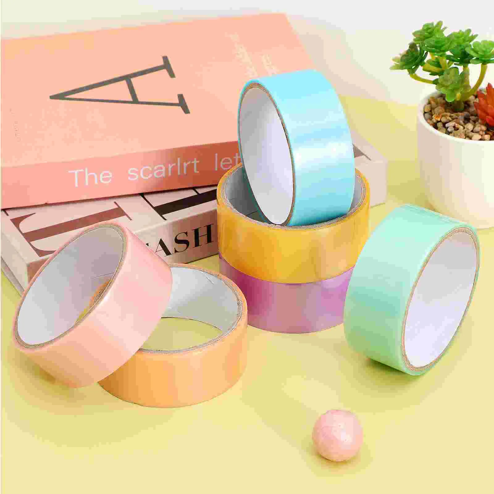 6 Rolls Double Side Tape Pearlescent Sticky Ball Adhesive Colorful Tapes Office Carpet Sided