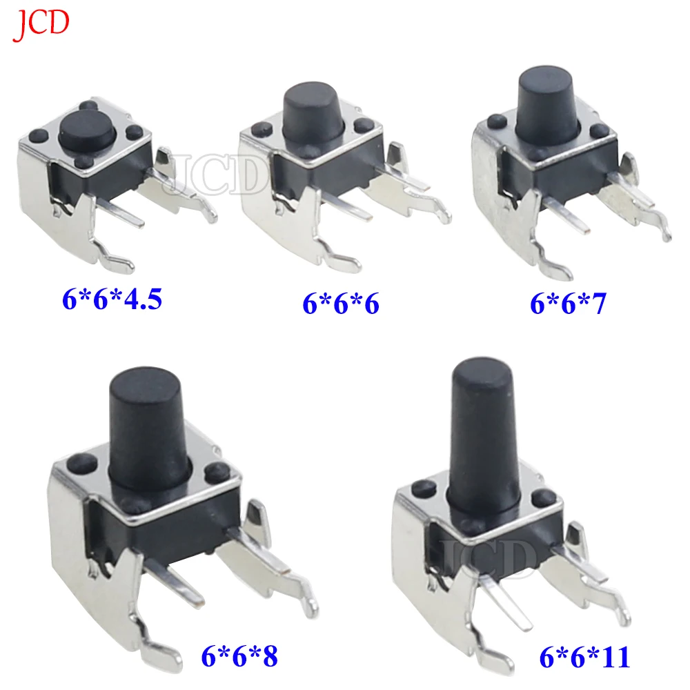 50PCS Momentary Tactile Tact Push Button Switch Right Angle Horizontal holder With Stent 6*6*4.5/5/6/7/8/11mm