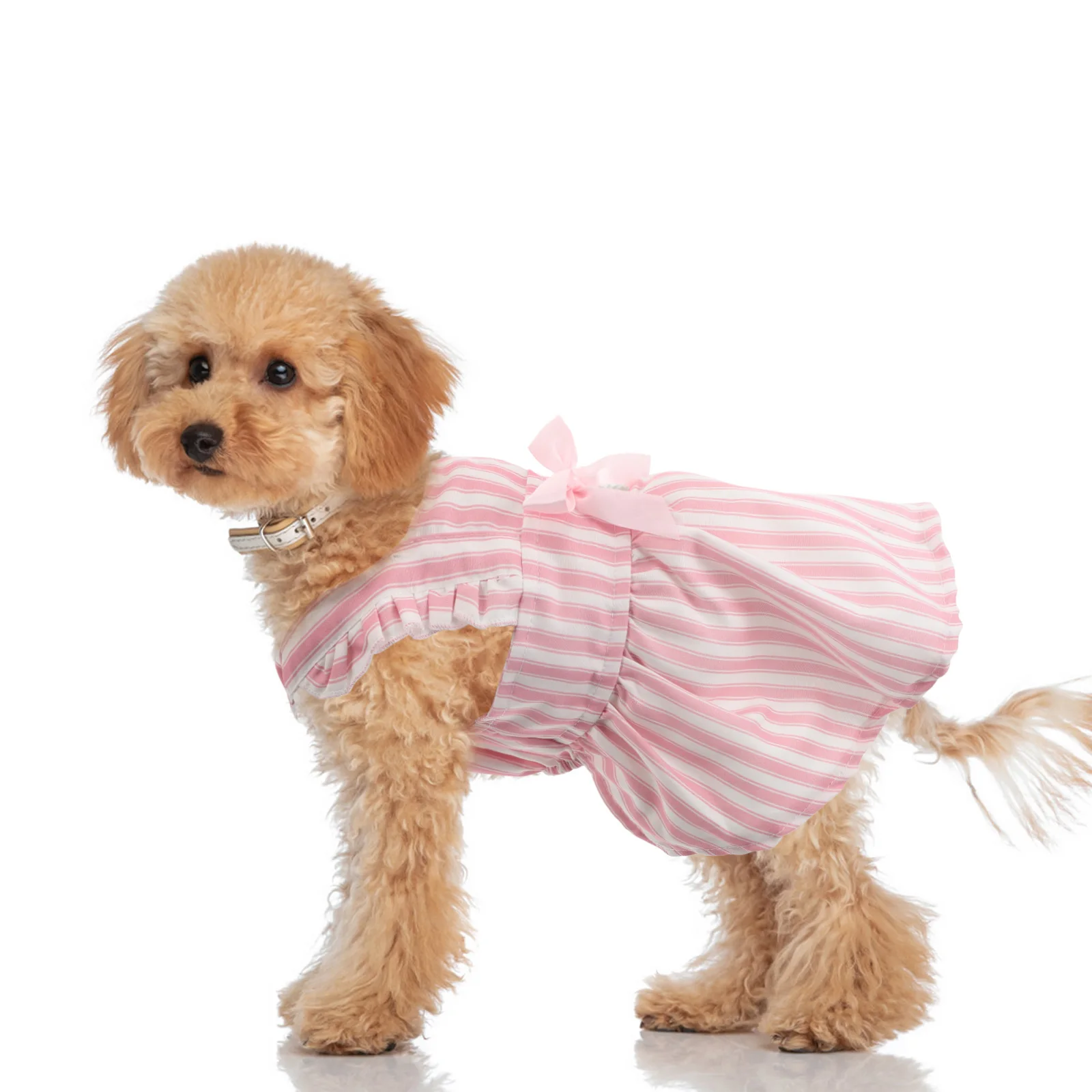 

Breathable Pet Summer Dress for Cats and Small Dogs - Lightweight Striped Dog Cat Outfit for Hot Weather Walks Parties Beach