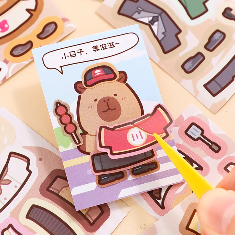 50Pcs Kawaii Capybara Dressing Stickers Cartoon Multi-purpose Multifunctional Handbook Stickers Cute DIY Decoration Stickers