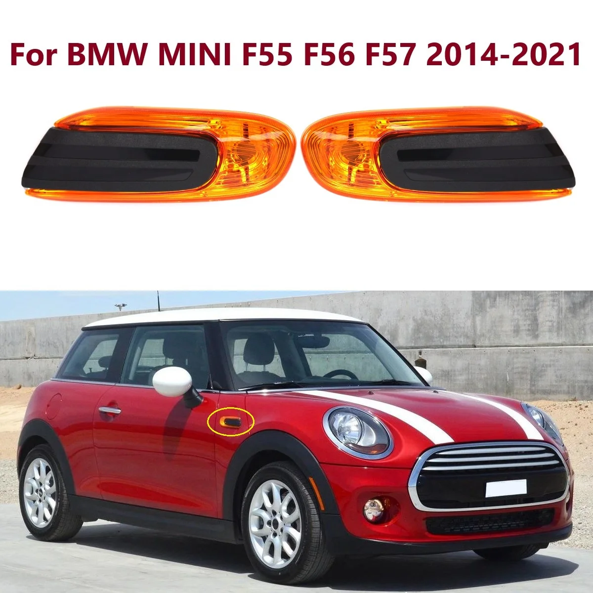 

For BMW MINI F55 F56 F57 14-2021 Left Right Car Front Fender Turn Signal Bezel Side Marker Light Housing 63137298345,63137298346