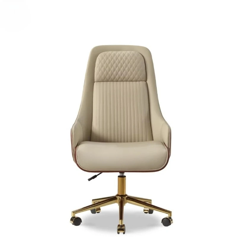Cadeira Ergonômica de Excelente Qualidade para Escritório em Casa, Móvel de Luxo com Estrutura de Madeira, Cadeira de Escritório Giratória em Couro