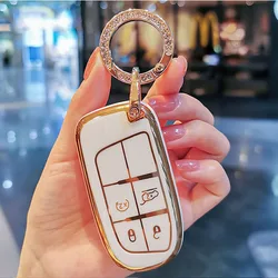 Plating TPU Car Key Cover Case Fob for Jeep Renegade Compass Grand Cherokee for Chrysler 300C Wrangler Dodge Car Accessaries
