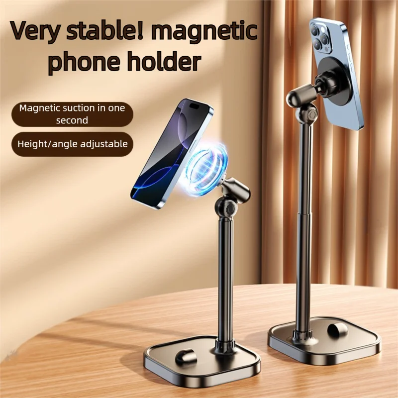 Soporte telescópico 2 en 1 para teléfono móvil, ángulo ajustable, adecuado para iPhone Magsafe, ranura magnética portátil para soporte de teléfono de escritorio