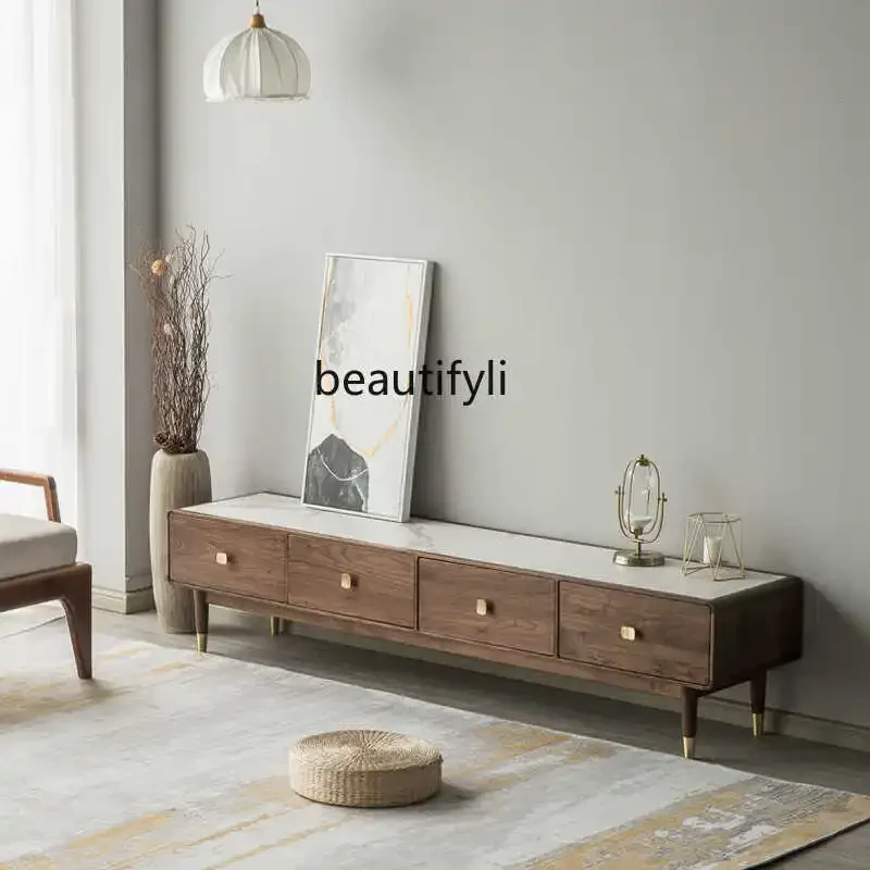 

North American black walnut rock panel TV cabinet, coffee table, simple living room TV cabinetG4567