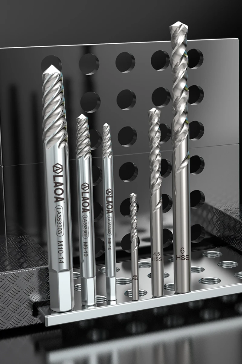 punching-and-sliding-teeth-6-piece-set-of-tapping-and-drilling-integrated-drill-bit-broken-wire-extractor