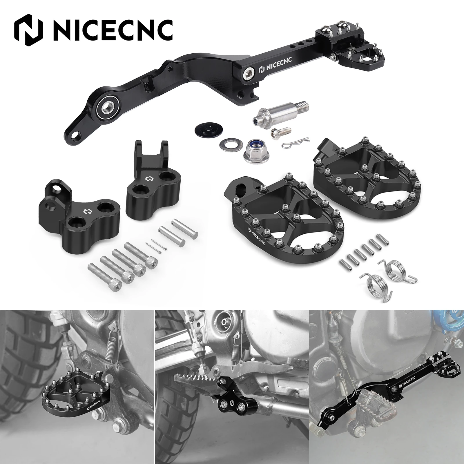 

For Suzuki DR650S DR650SE 1996-2025 Footrests Footpeg Bracket Rear Brake Lever Pedal Lowered 1.5" 25.4mm DR650 S DR650 SE DR650