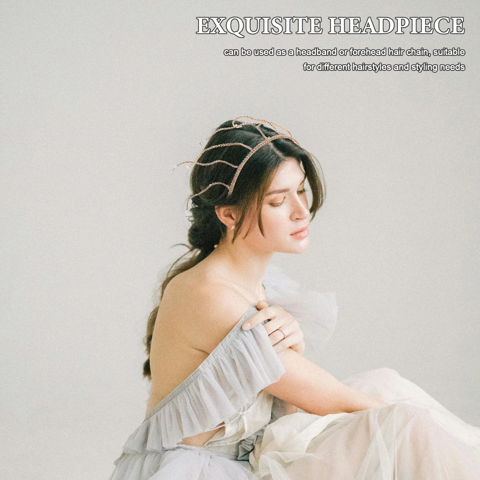 

Элегантный свадебный головной убор со стразами, цепочка для волос на лоб, тиара ручной работы, повязка на голову, свадебные украшения для невесты, украшения для волос