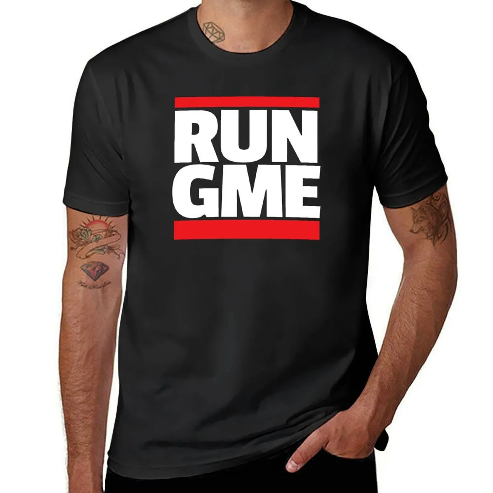 RUN GME Gamestock Stonks Investing from Reddit wallstreetbets T-Shirt boys whites hippie clothes men workout shirt