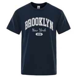 Brooklyn New York 1898 City Letter Print T Shirts Male Fashion Loose T-Shirts Casual O-Neck Tshirt Cotton Tees Tops Couple