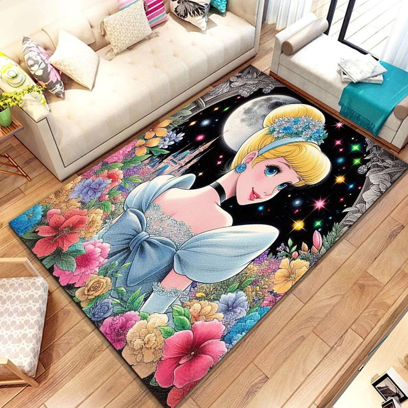 

Disney Princess Ariel Cinderella Cartoon Rug 3D Carpet for Living Room Bedroom Sofa Home Decor Children's Gift Non-slip Kids Mat