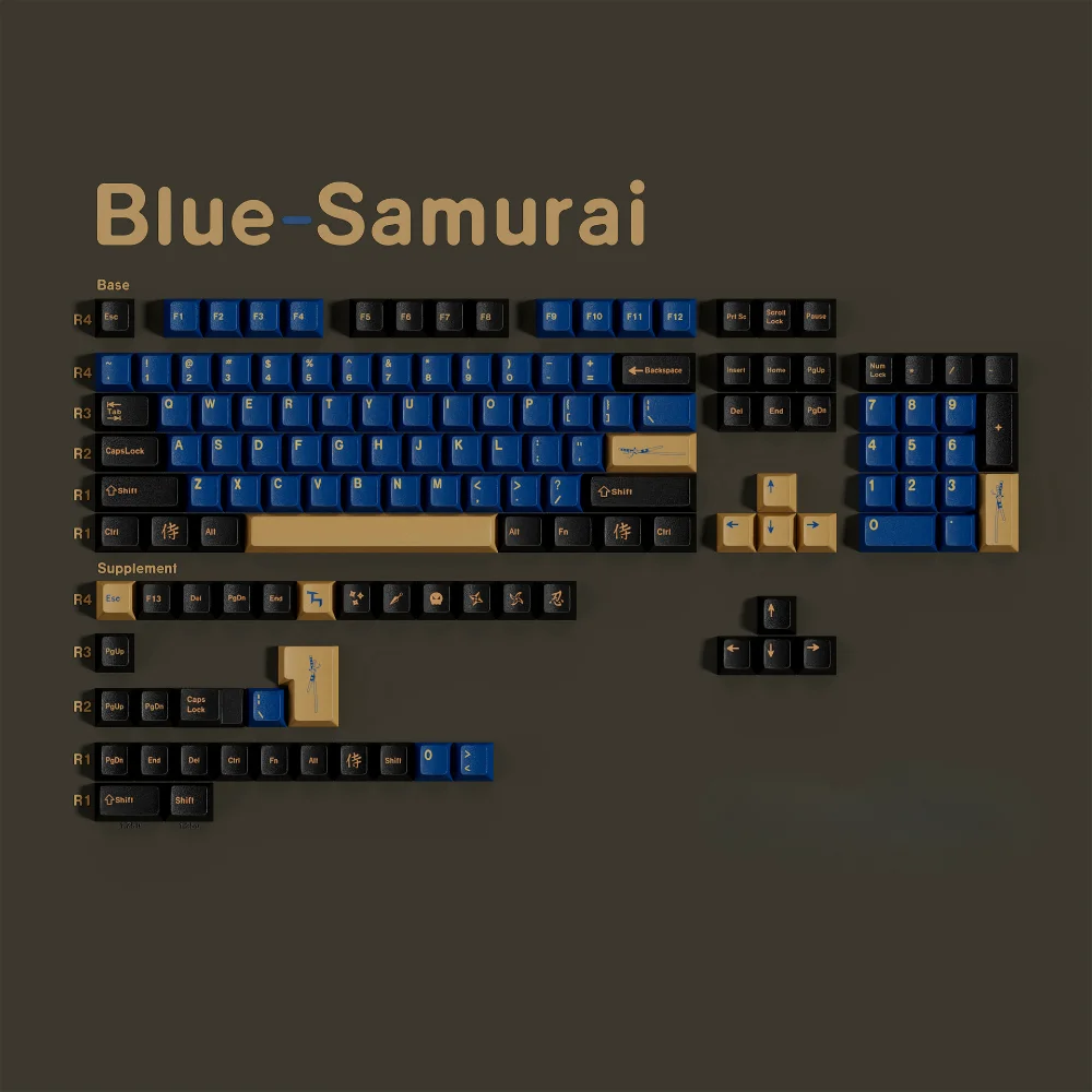 

GMK Blue Samurai Cherry Keycap Set PBT 137 Keys Personalized Mixed Color for MX Switch 60/84/90/104/108 Mechanical Keyboards