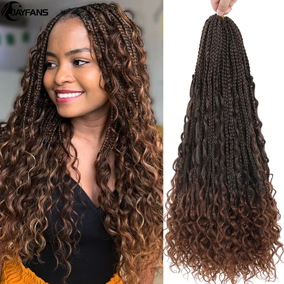 1-6 Packs Boho Box Braids Crochet Hair 18 24 Inch Bohomian Braids Crochet Hair Goddess Box Braids Braiding Hair For Black Women