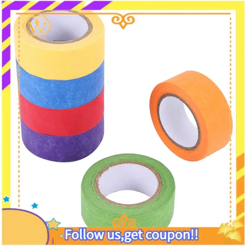 Latest-Colored Masking Tape,Colored Painters Tape For Arts And Crafts, Labeling Or Coding - 6 Different Color Rolls - Masking Ta