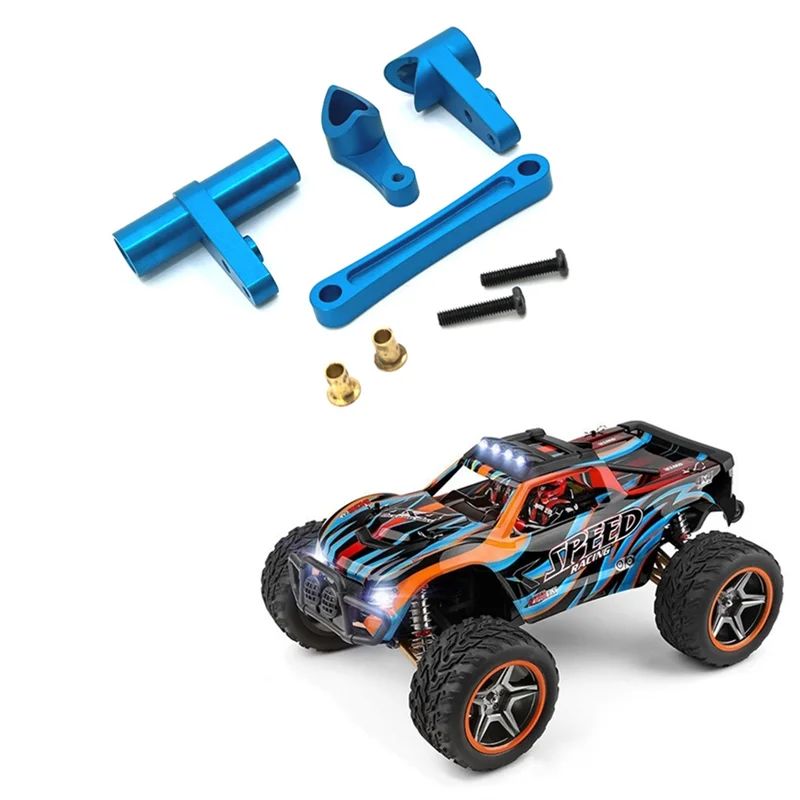 KKZ-Conjunto de dirección de metal para Wltoys 104009 104016 104018   12401 12402-A 12403 12404 12409 Piezas de actualización, azul