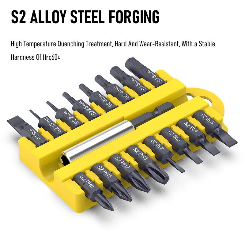 17Pcs S2 Alloy Steel Security Tamper Proof Torx Hex Star Bits Set Magnetic Holder Slotted Cross Head Screwdriver Bit