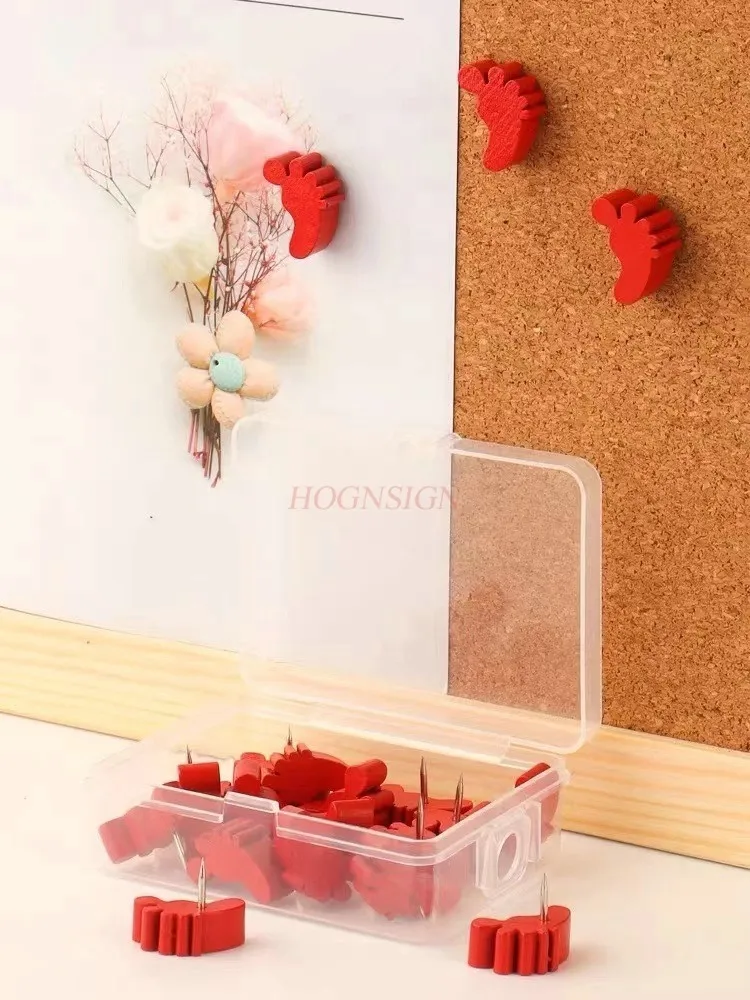 35pcs Red feet, push pins, I-shaped nails, tourist map markers, DIY landmarks, photos, walls, small nails