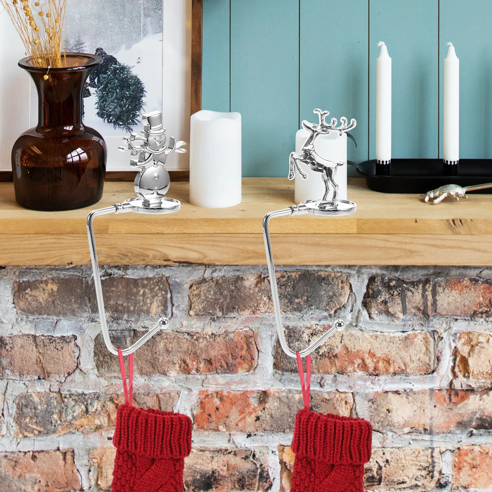 

Heavy Duty Iron Mantel Stocking Hanger Fireplace Hook for Christmas Stockings Garland Hanging Holder Xmas Hook