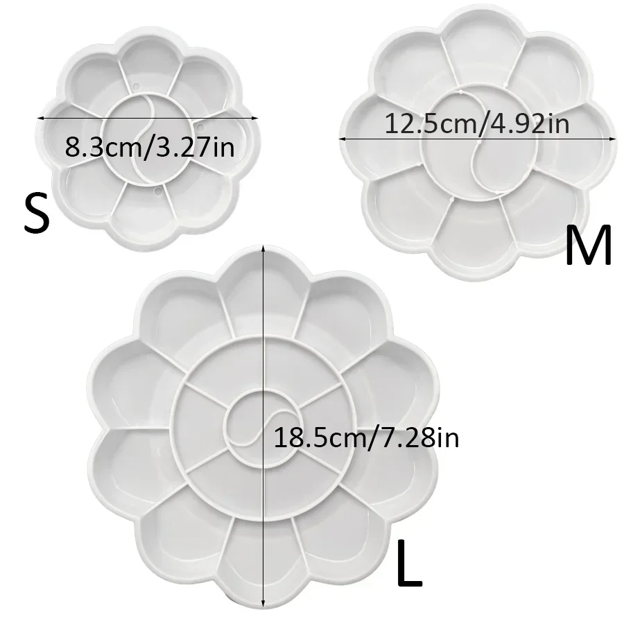 3/6/10pcs Flower Paint Palette Tray Portable Plastic Artist Color Mixer Painting Tool for Watercolor Gouache Acrylic Art XJM