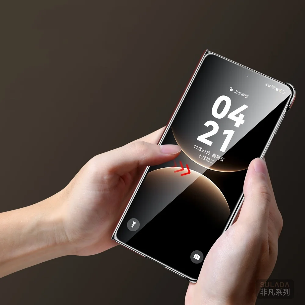 

Genuine Cowhide Leather Case For Huawei Mate X7 Double Hinge Bracket Cover