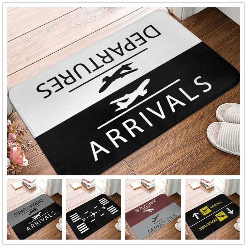 Popular The Exit Arrival Departure Doormat Welcome Entrance Floor Mat Washable Carpet Non Slip Airport Sign Decoration Rug