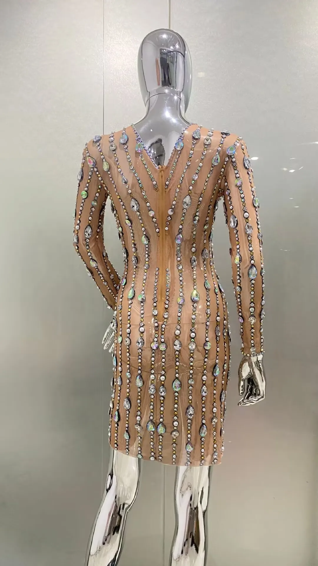 Epic Night Black Diamante Mesh Dress