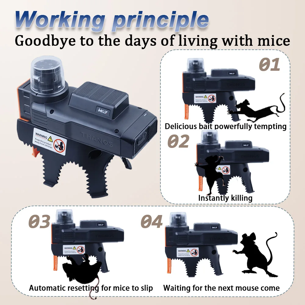 MK47 Portable Easy Multi-catch Mouse&Rat Trap Auto Reset Rodent Killing Machine with Stand,Electronic Rodent Hunter